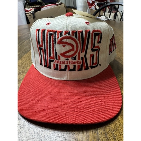 VINTAGE‎ Atlanta Hawks Hat Snapback Cap Poly Wool 90s AJD NBA Retro NWT - Picture 2 of 14